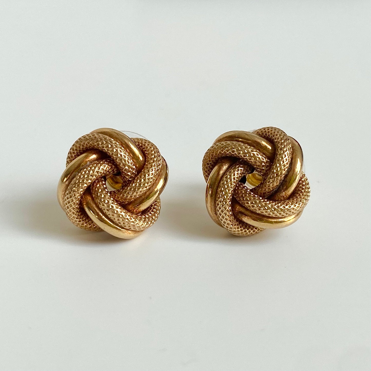 9ct Gold Textured Knot Earrings  |  13mm