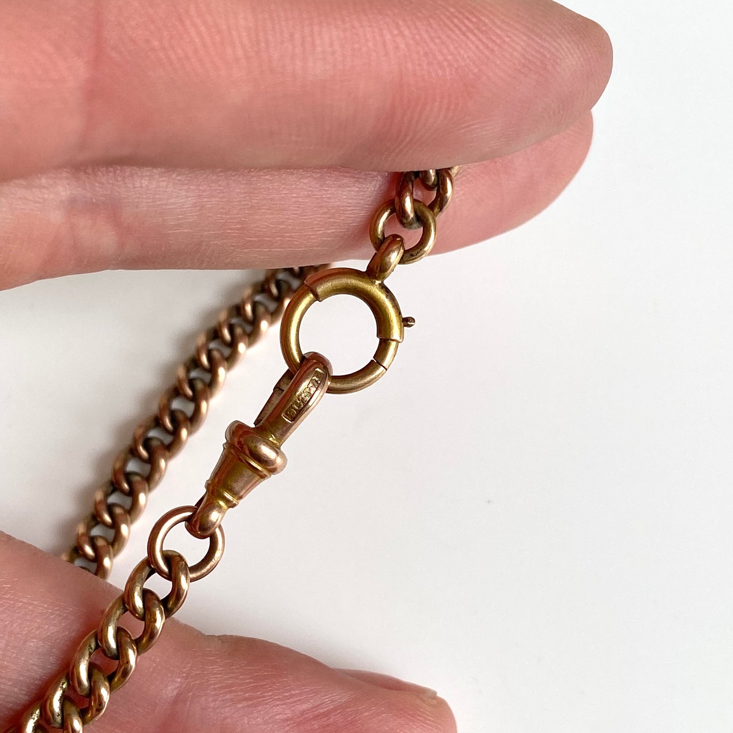 Antique 9ct Gold Albert Bracelet or Chain Extender with Bolt Ring and Dog Clip  |  9"  |  5mm