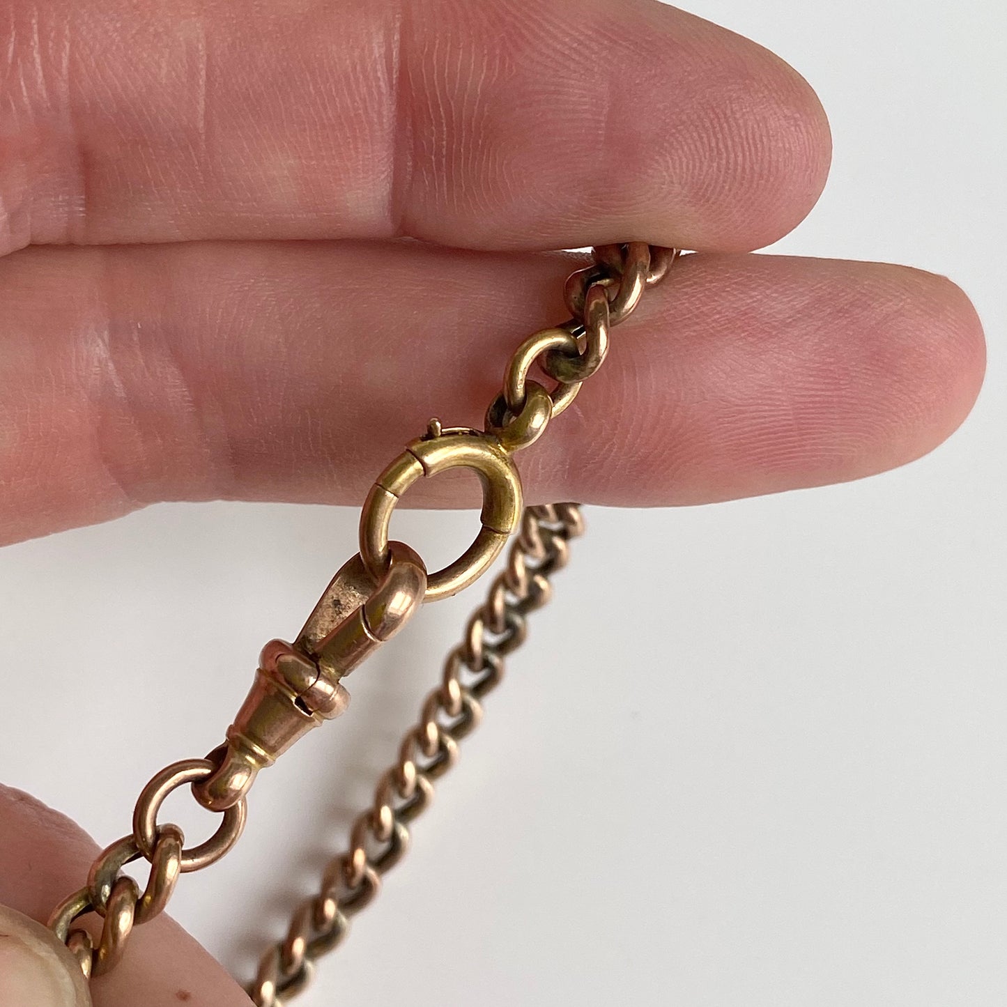 Antique 9ct Gold Albert Bracelet or Chain Extender with Bolt Ring and Dog Clip  |  9"  |  5mm