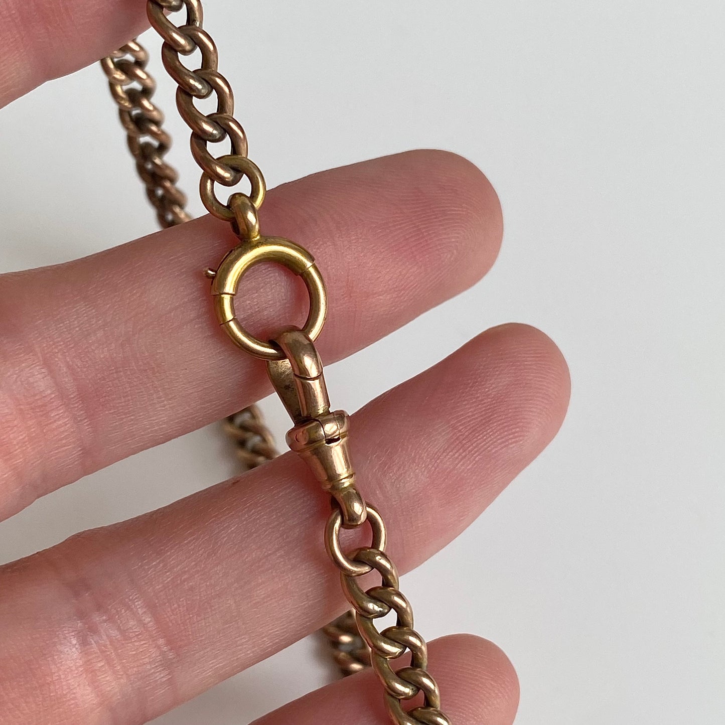 Antique 9ct Gold Albert Bracelet or Chain Extender with Bolt Ring and Dog Clip  |  9"  |  5mm