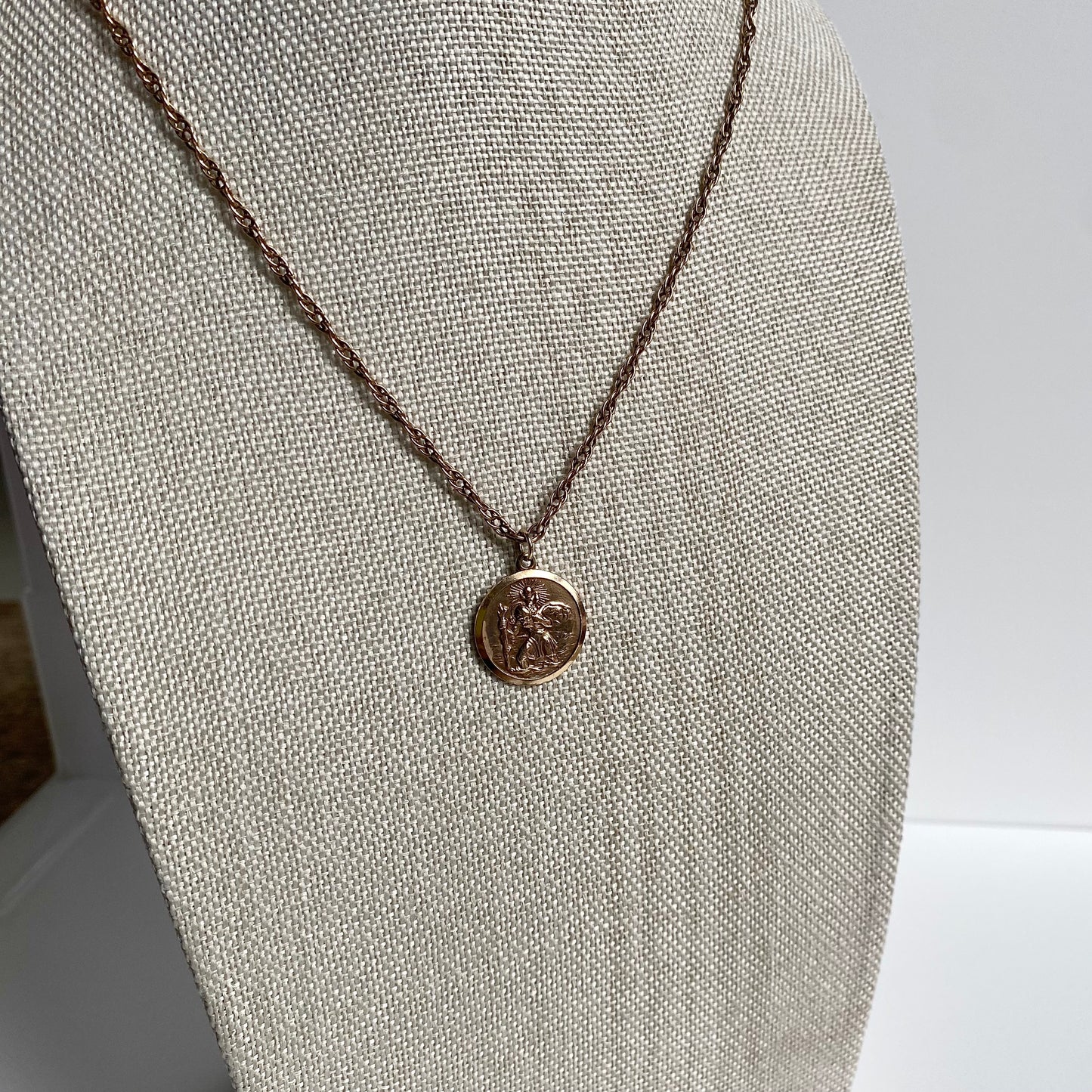 9ct Gold St Christopher Necklace  |  22"