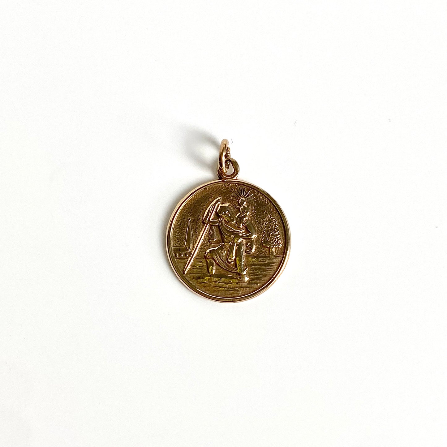 9ct Gold St Christopher Pendant  |  18mm