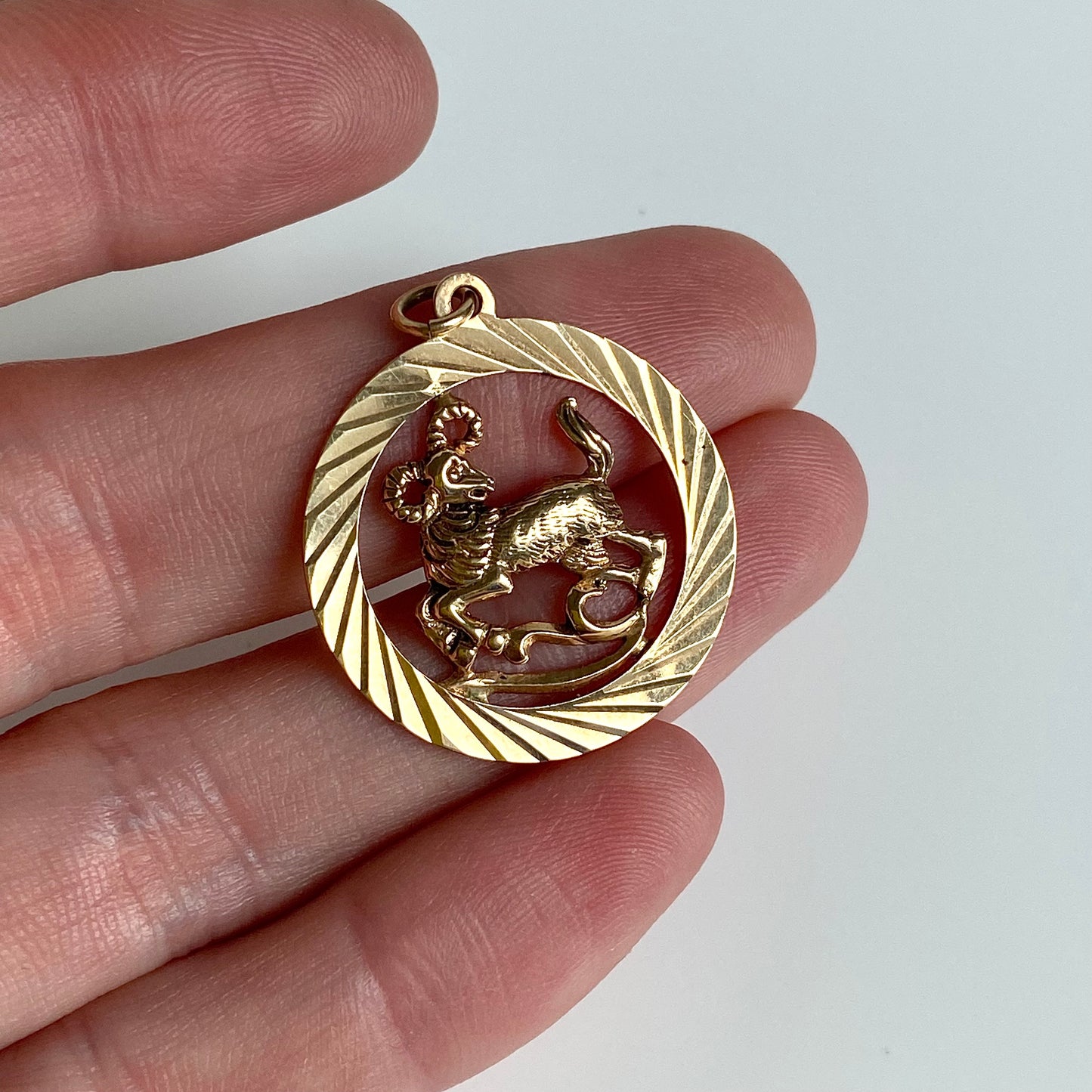 Gorgeous 9ct Gold Libra Zodiac Ram Charm  |  25mm