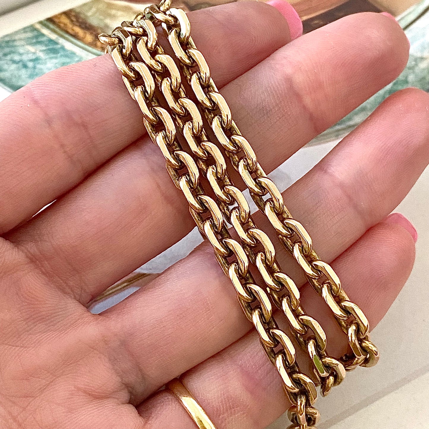 Stunning Heavy 9ct Gold Vintage Biker Chain  |  18.5"  |  34.7g