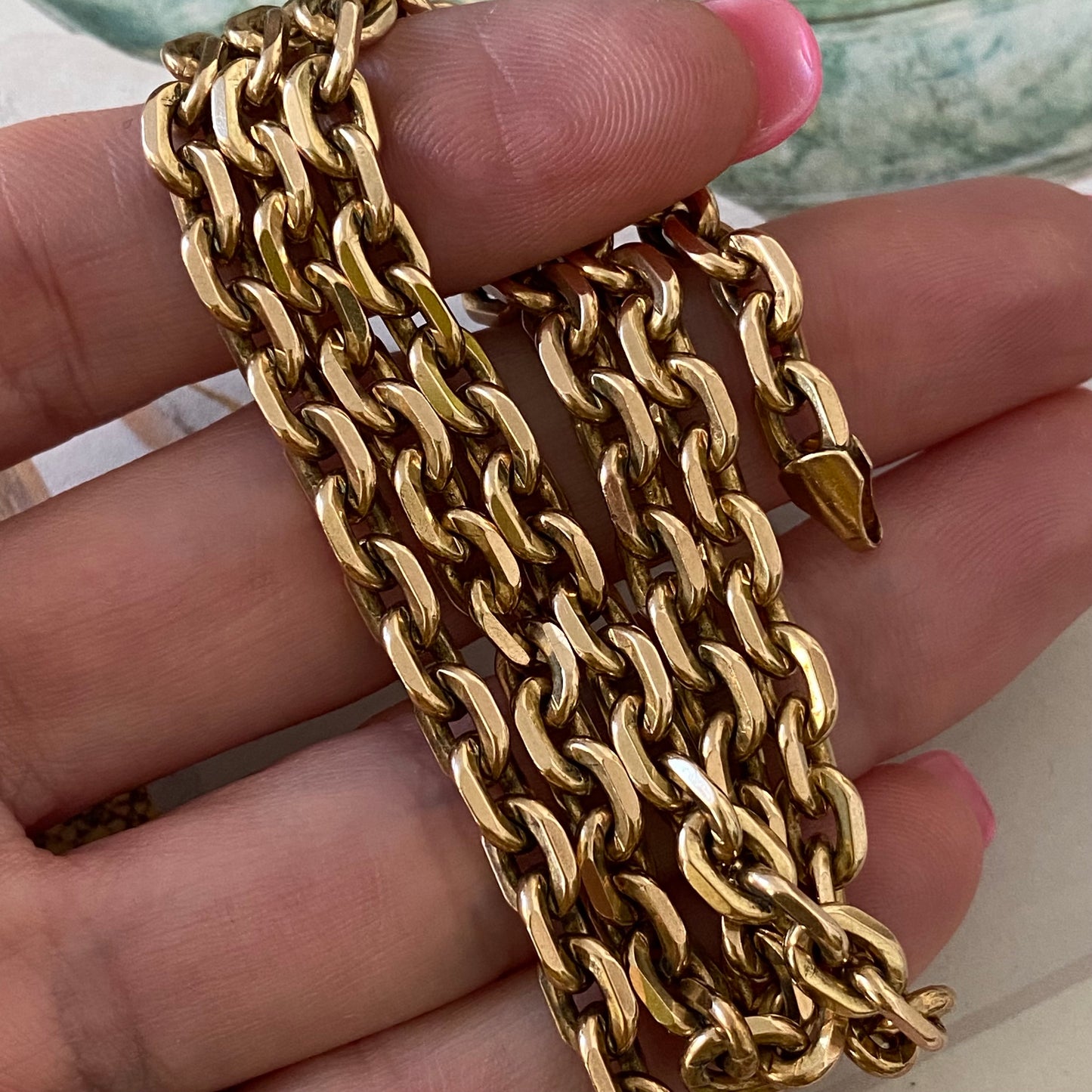 Stunning Heavy 9ct Gold Vintage Biker Chain  |  18.5"  |  34.7g