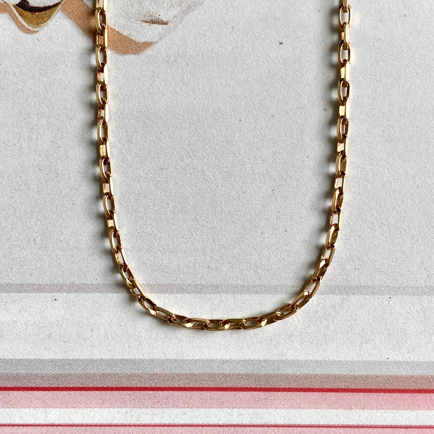 Lovely Vintage 9ct Gold Rectangle Biker Link Chain  |  22.25"  |  4.2g