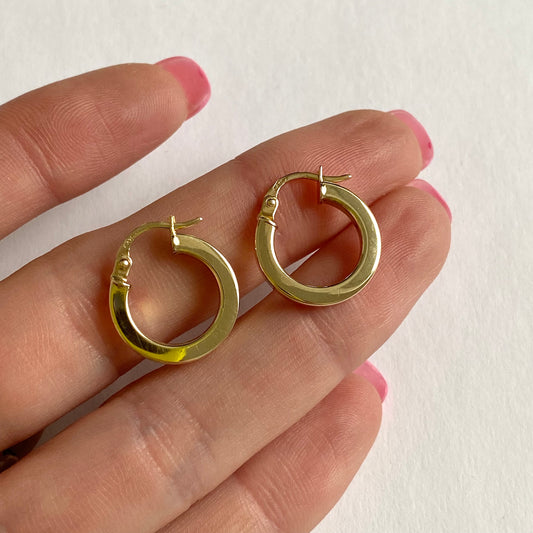 Vintage 9ct Gold Small Thick Hoops