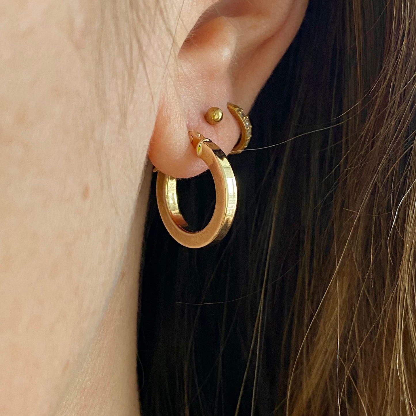 Vintage 9ct Gold Small Thick Hoops