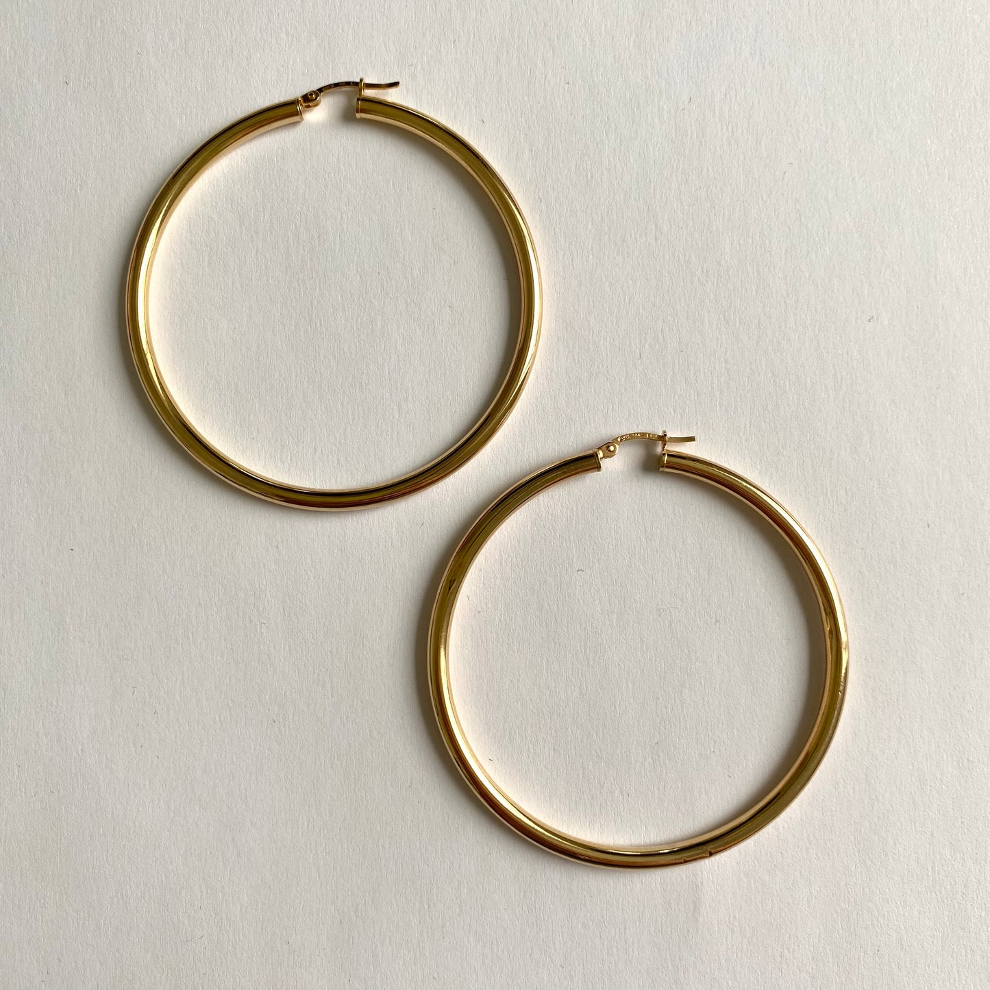 Vintage 9ct Gold Extra Large Plain Gold Hoops | 68mm