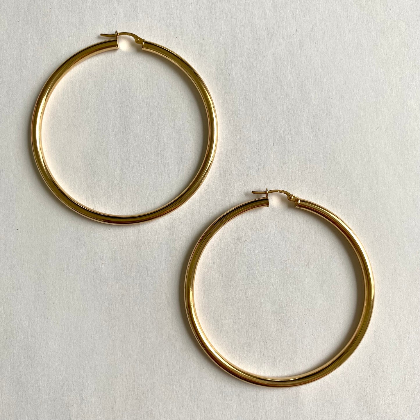 Vintage 9ct Gold Extra Large Plain Gold Hoops | 68mm