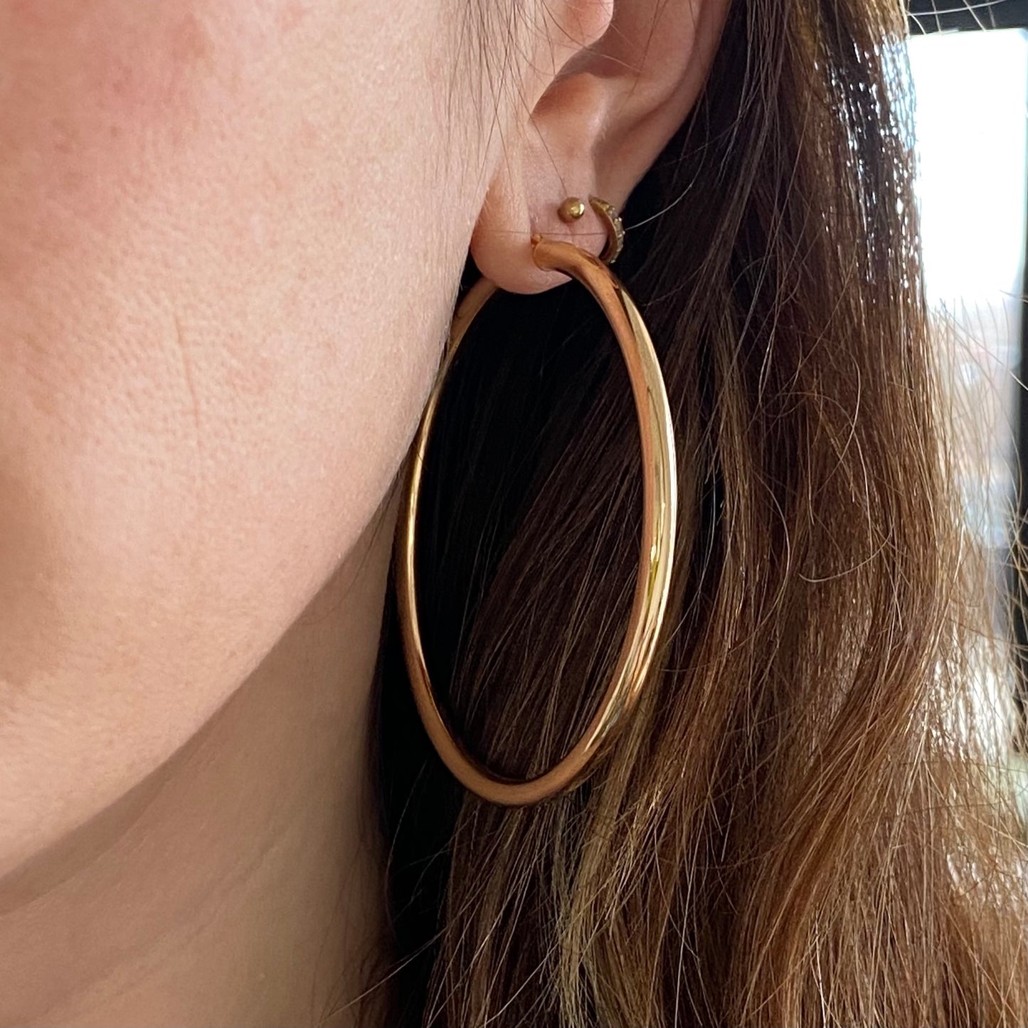 Vintage 9ct Gold Extra Large Plain Gold Hoops | 68mm