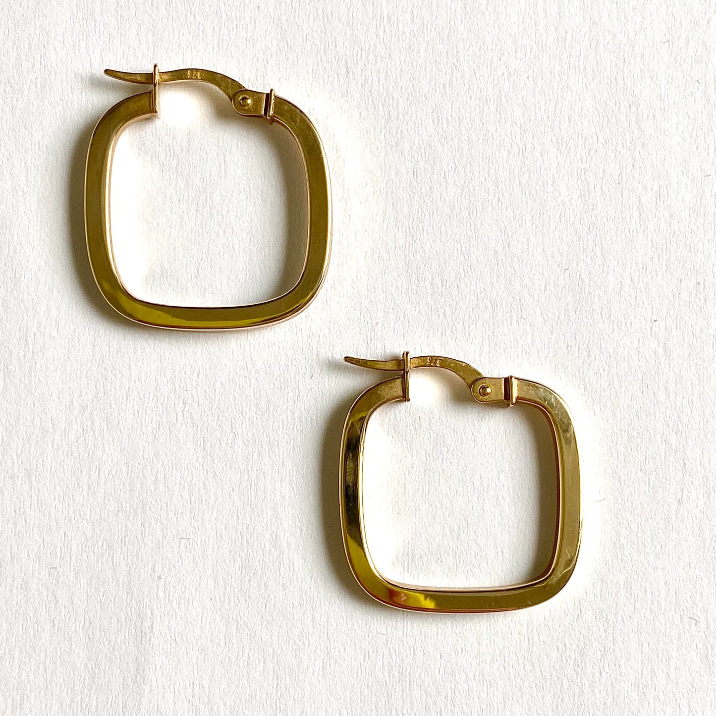 Vintage 9ct Gold Square Hoops  |  12mm