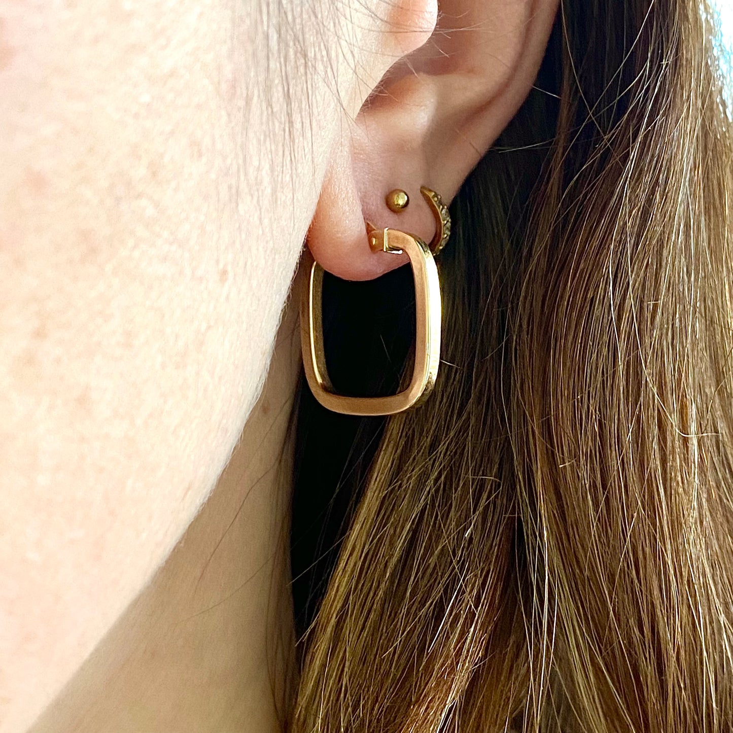 Vintage 9ct Gold Square Hoops  |  12mm