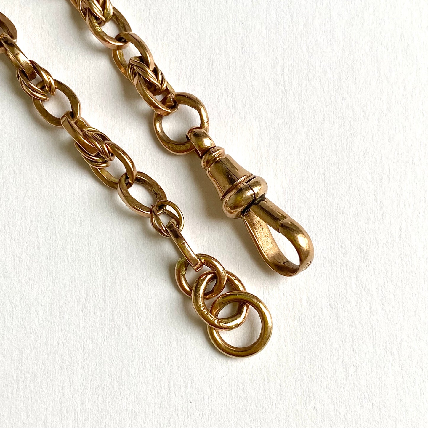 Short Antique 9ct Rosey Gold Graduated Fancy Link Chain  |  13"  |  5-7mm