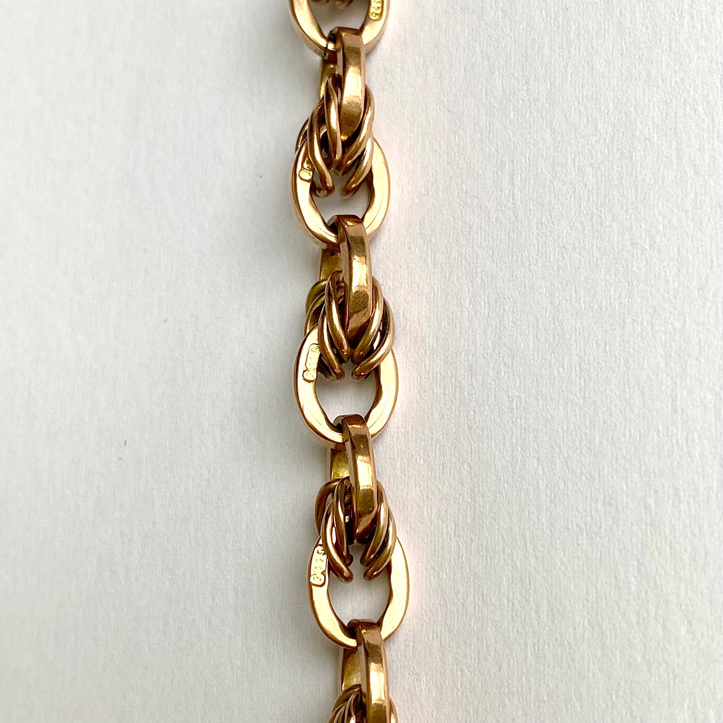 Short Antique 9ct Rosey Gold Graduated Fancy Link Chain  |  13"  |  5-7mm