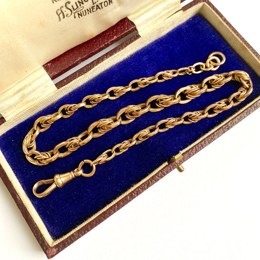 Short Antique 9ct Rosey Gold Graduated Fancy Link Chain  |  13"  |  5-7mm