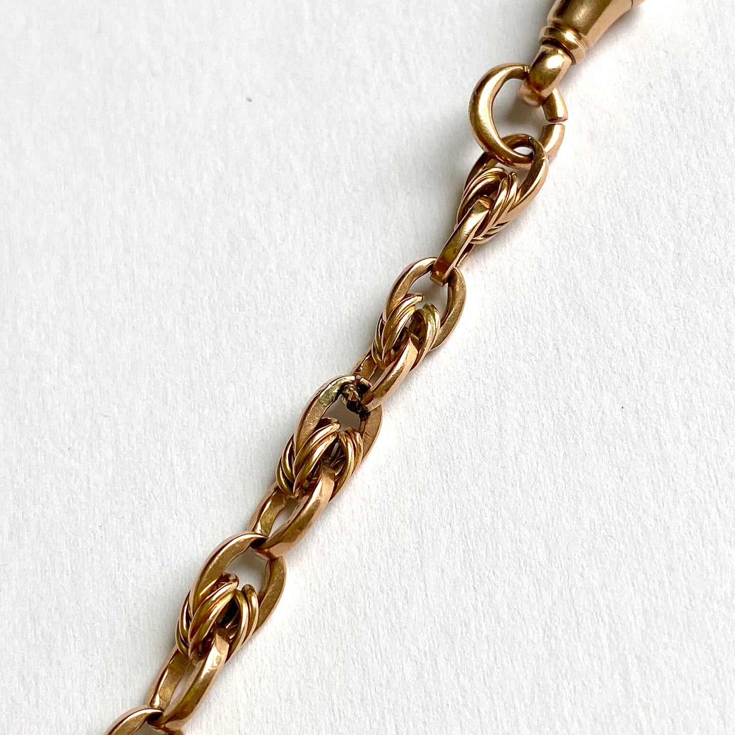 Short Antique 9ct Rosey Gold Graduated Fancy Link Chain  |  13"  |  5-7mm