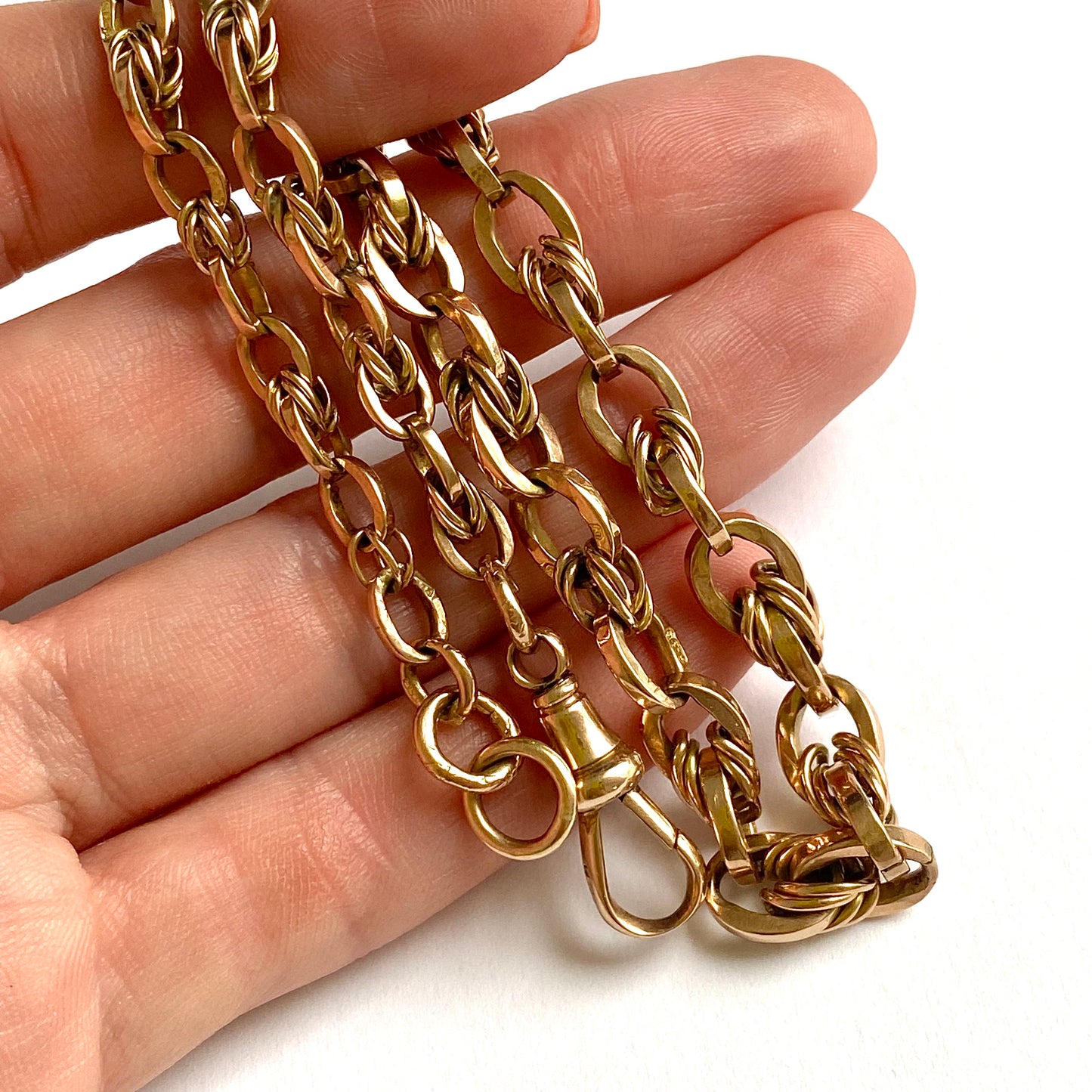 Short Antique 9ct Rosey Gold Graduated Fancy Link Chain  |  13"  |  5-7mm