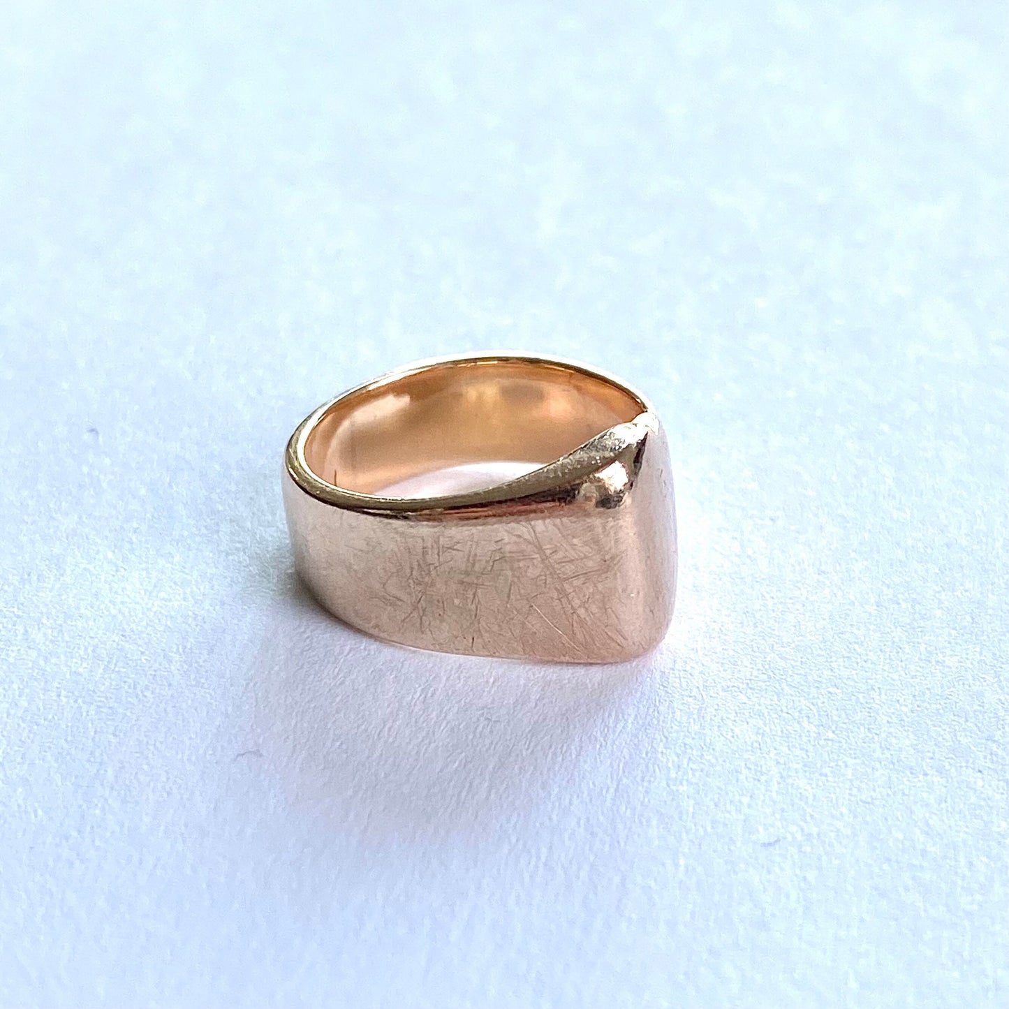 Cute Chunky 9ct Rosey Gold Asymmetric Signet Ring  |  Size UK G