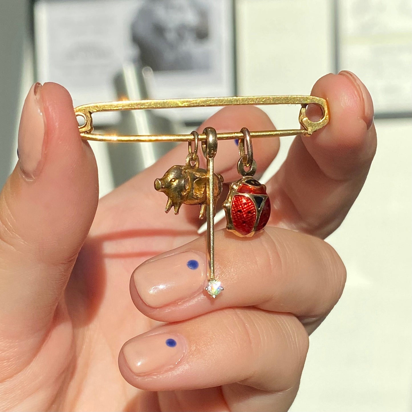 Individual Yellow Gold and White Gold Diamond Bar Pendants