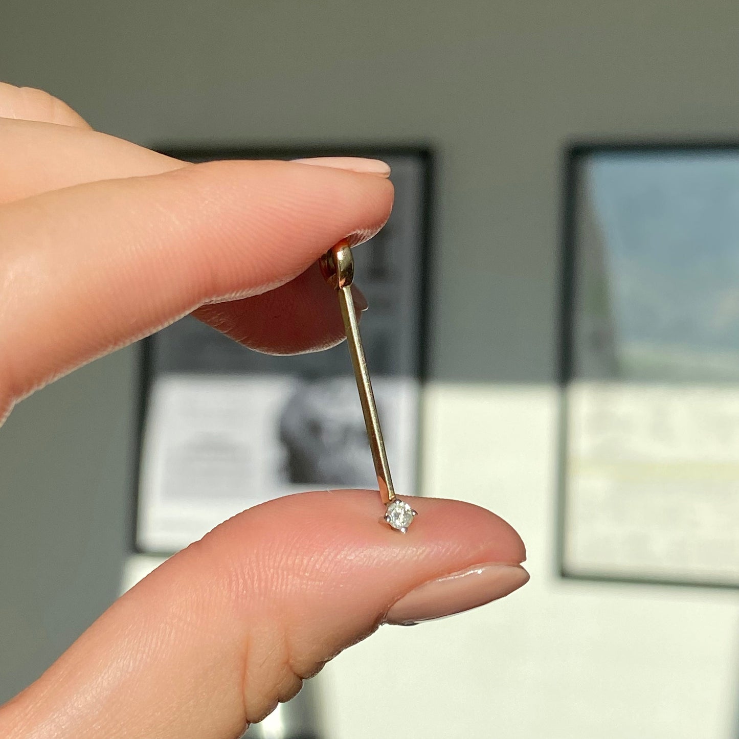 Individual Yellow Gold and White Gold Diamond Bar Pendants