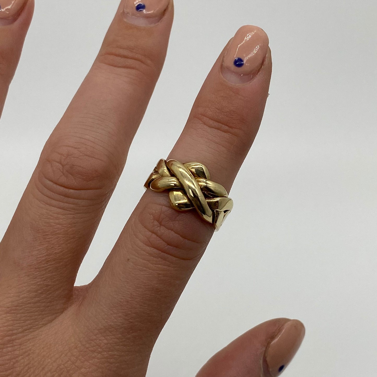 Vintage 9ct Gold Four-piece Puzzle Ring  |  Size UK M