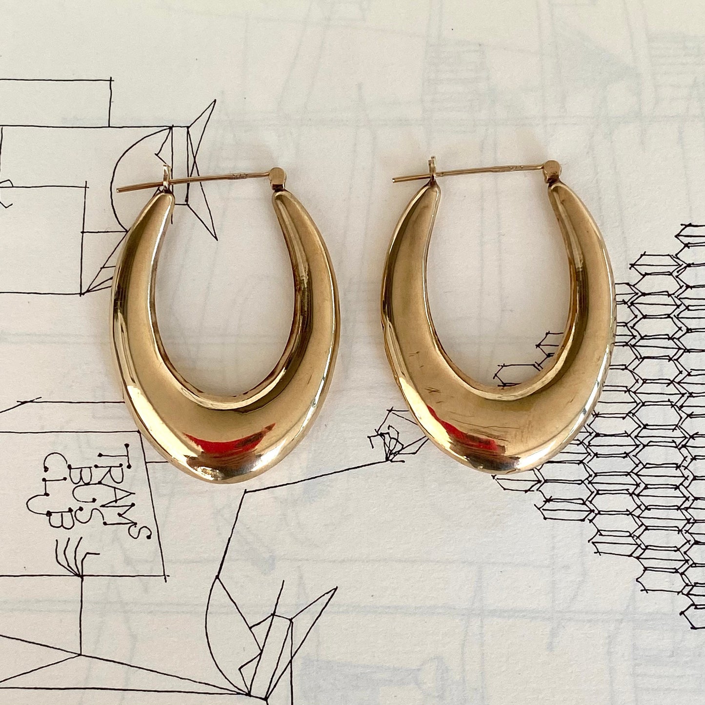 Fabulous Vintage 9ct Gold Hoop Earrings